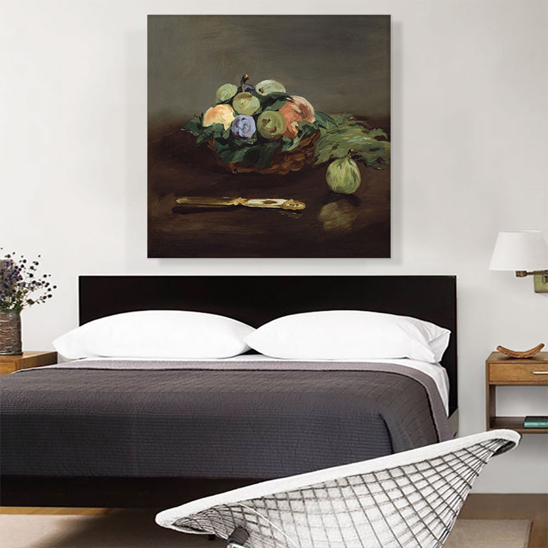 «Basket of Fruit 1864» par Edward Manet, reproduction d'art sur toile tendue, H 36 po x l 36 po x 1,5 po