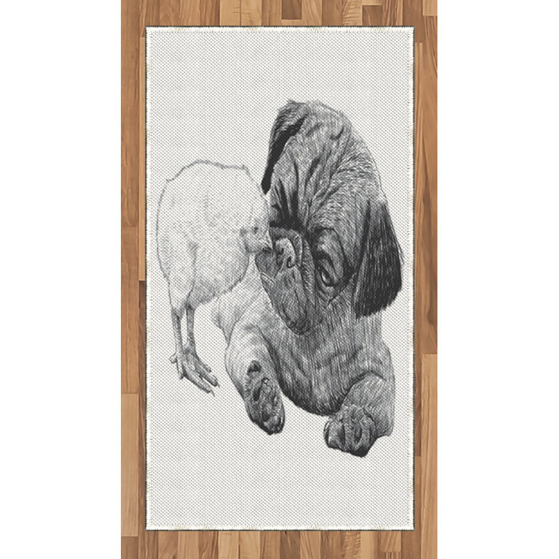 Pug High Density Long Fiber Poly Threads Decorative Area Rug Carpet, Rectangle 2'7" x 5'
