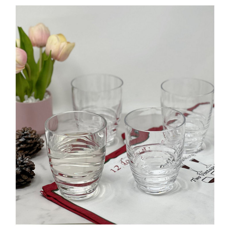 Ensemble de 4 verres en acrylique Swirl, Clair, 15 oz