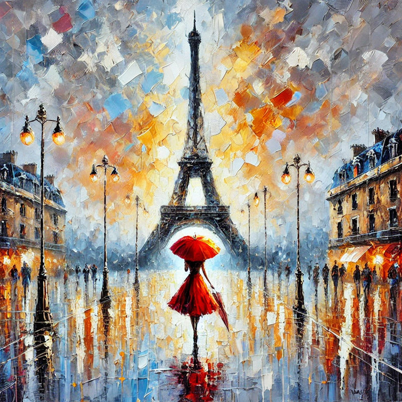 «Rainy Day in Paris», art mural sur toile tendue, H 20 po x l 20 po x P 1,5 po