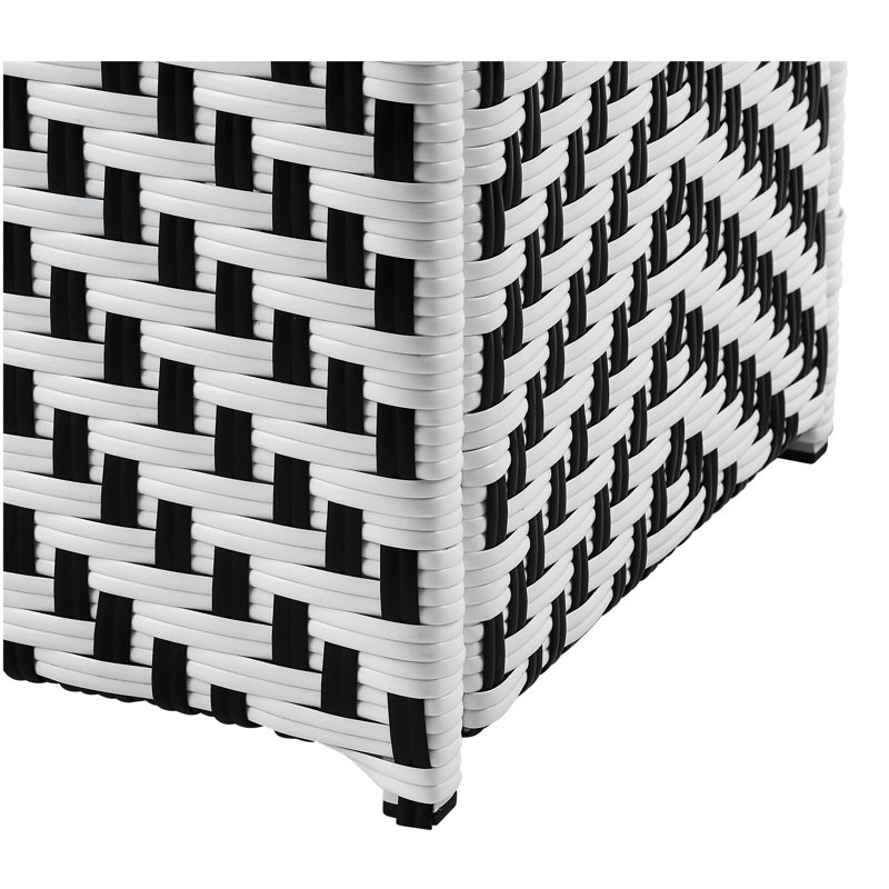 Poubelle en faux osier 33 gallons Flounder, Noir / blanc