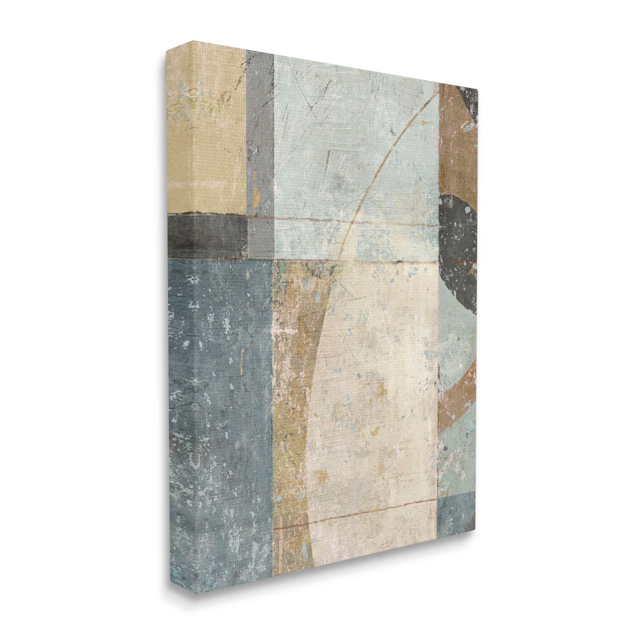 Stupell Industries Weathered Geometric Shapes Canvas Wall Art By ...
