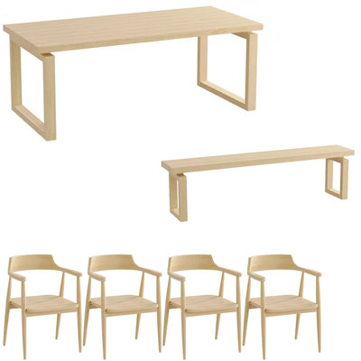 French style solid wood dining table set.