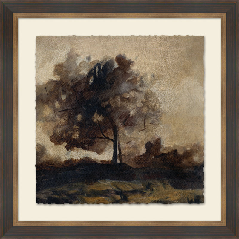 Crackled Reminiscent Countryside V - Peinture encadrée sur papier