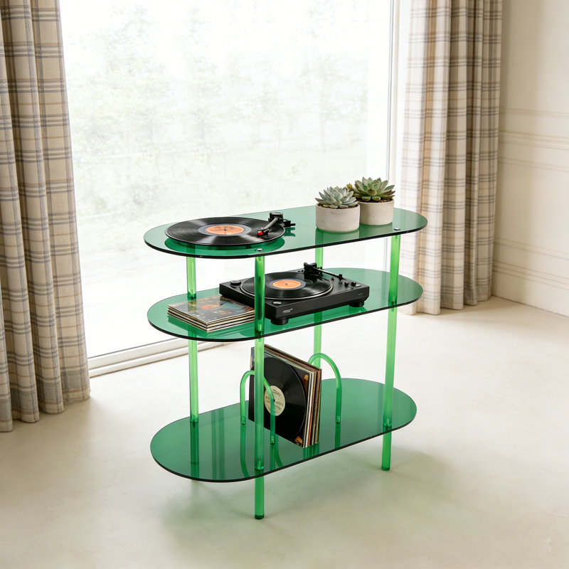Étagère de rangement moderne en vinyle pour lecteur de disques à 3 niveaux, Vert
