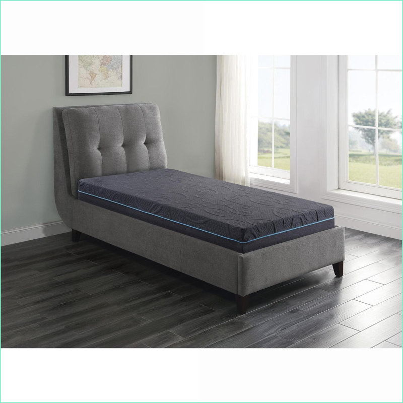 Matelas, matelas de confort ferme hybride en mousse à mémoire de forme gélifiée de 8 pouces dans une boîte | Gris foncé | Mousse et ressort