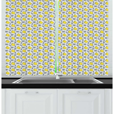 Abstract Ruffled Kitchen Curtain