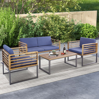 Caddaric Metal 4 - Person Seating Group with Cushions