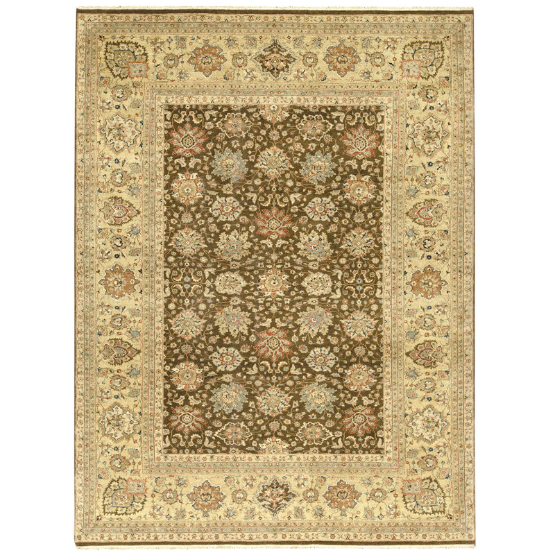 Tapis brun et doré de haute qualité noué à la main