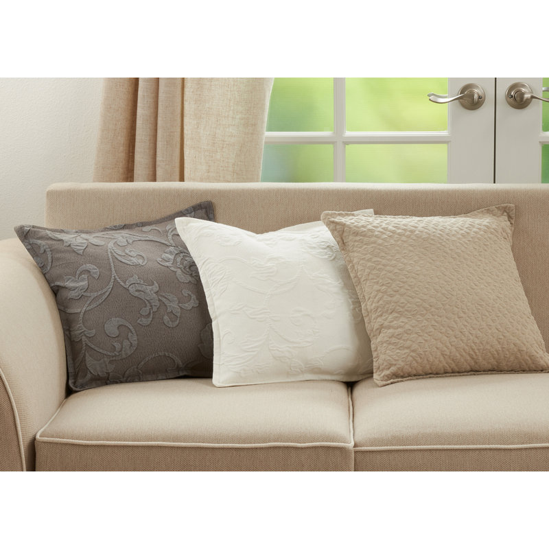 White Floral Design Square Throw Pillow with Poly Filling