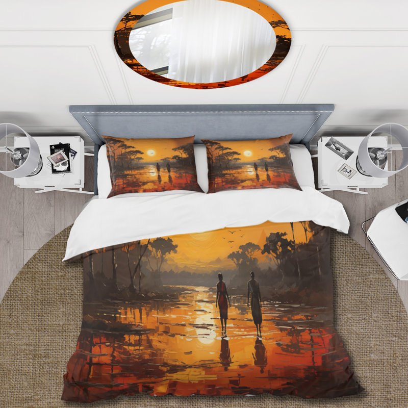 African Savannah Serenade VI - Ensemble de housse de couette African Art - Microfibre de polyester