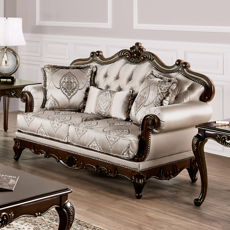 Barbato Upholstered Sofa, Beige, 44.5"H x 69.5"W x 38.25"D