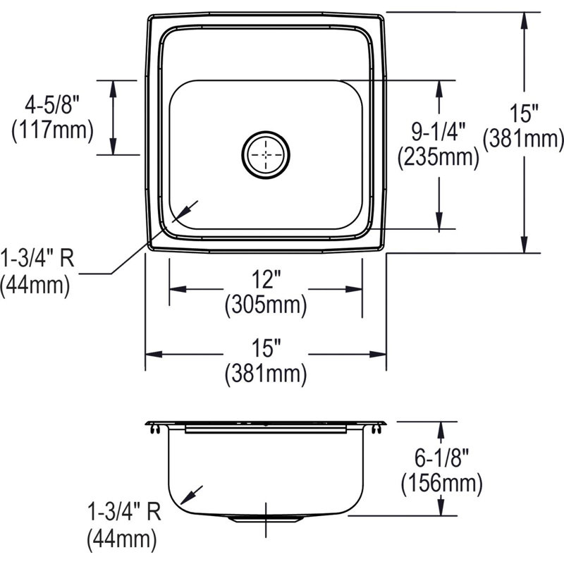Lustertone 15'' L x 15'' W Drop-In Kitchen Sink, 1 hole