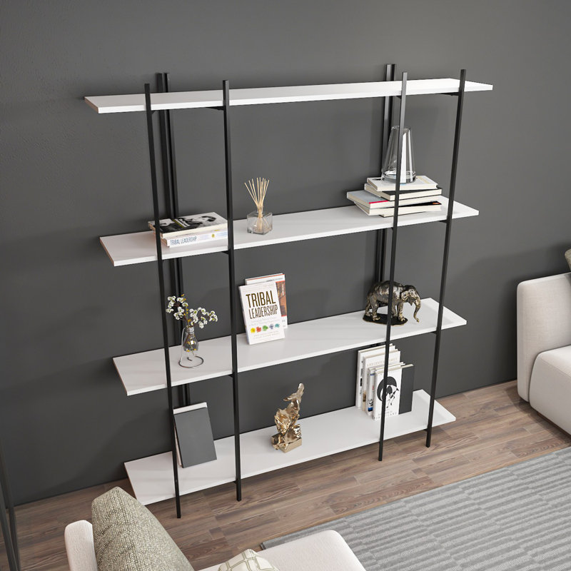 Modern Bookshelf with 100% Melamine Coated Particle Board, Black and White Design, 63.0 x 70.9 x 11.6 Inches | Durable & Stylish Storage Solution for Home or Office | Contemporary & Novelty Style
