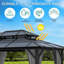 Pavillon de jardin rigide avec toit double en polycarbonate - structure en aluminium, protection contre les rayons UV et rideaux en maille pour patio, jardin, cour arrière