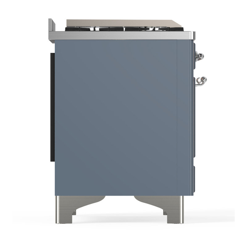 Majestic III Series 36 Inch Dual Fuel Range with 6 Sealed Burners, Griddle, in Glossy Black (Natural Gas, Brass Trim), Chrome