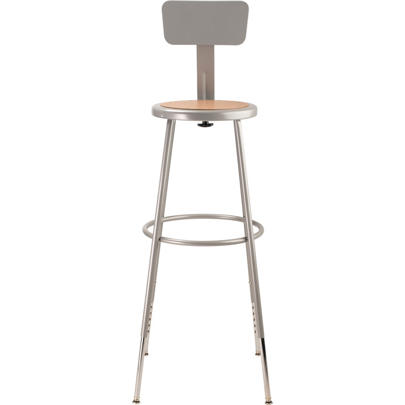 Height Adjustable Heavy Duty Steel Stool With Backrest, 31"
