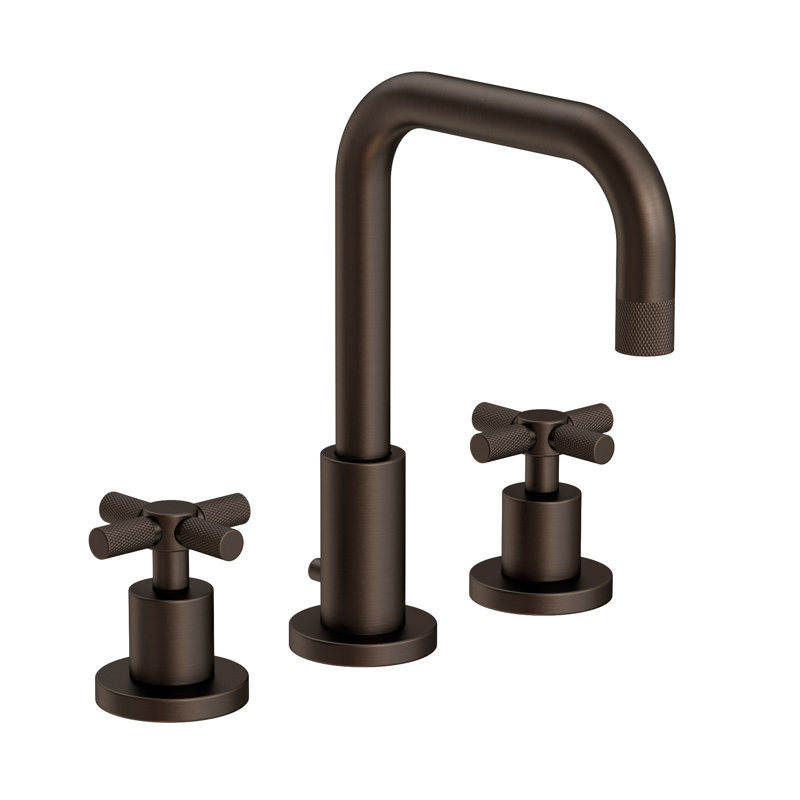 Muncy Widespread Bathroom Faucet with Drain Assembly, English Bronze, Cross Handle