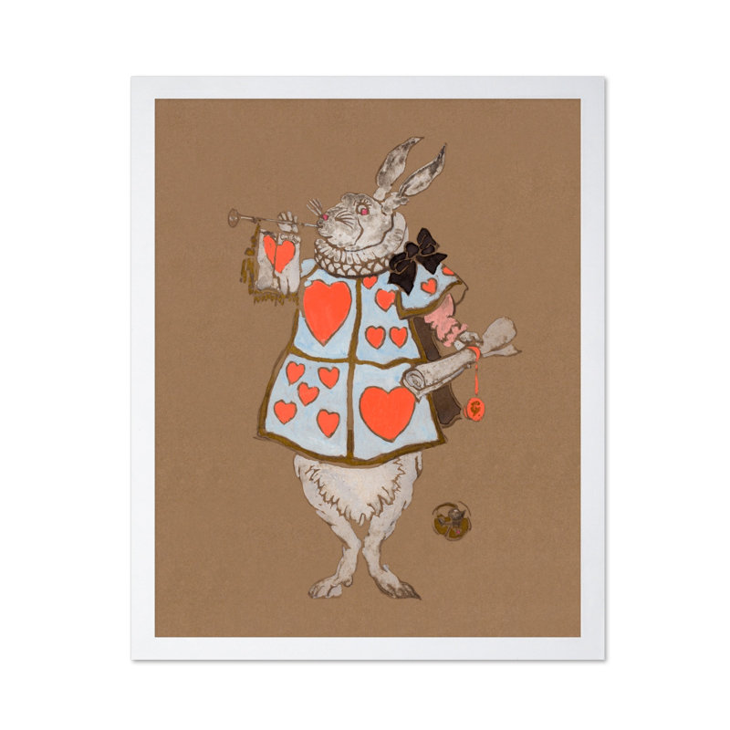 Alice au pays des merveilles - lapin blanc, H 24 po x l 32 po, Affiche, Encadrement blanc