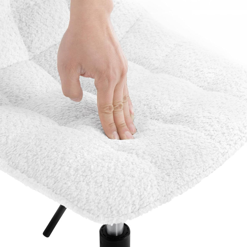 Nikeea Swivel Upholstered Adjustable Height Counter Stool, White, 1