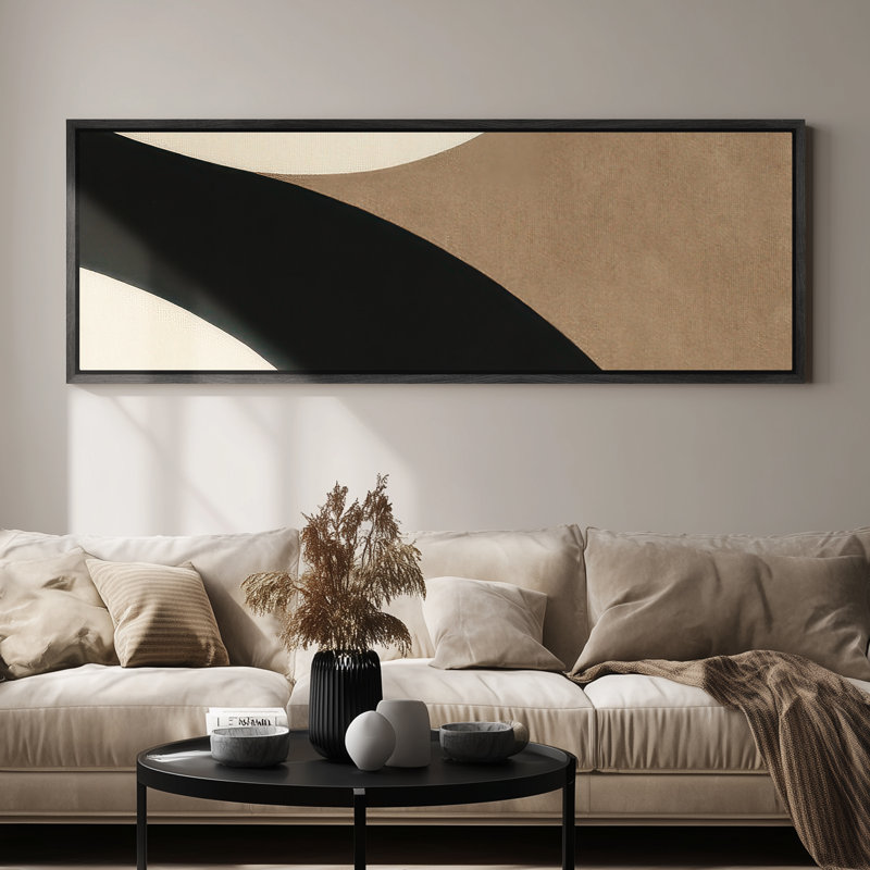 Très grand art mural rétro encadré pour art classique, H 20 po x l 60 po, Noir