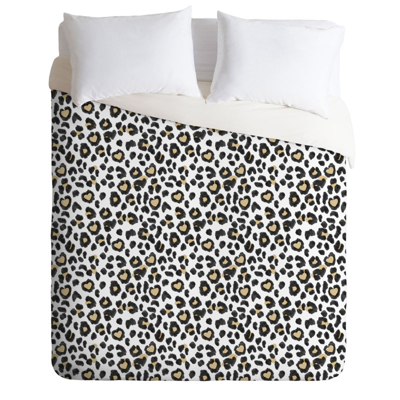 Polyester Animal Print Duvet Cover, Twin Duvet Cover + 1 Sham, White/Black