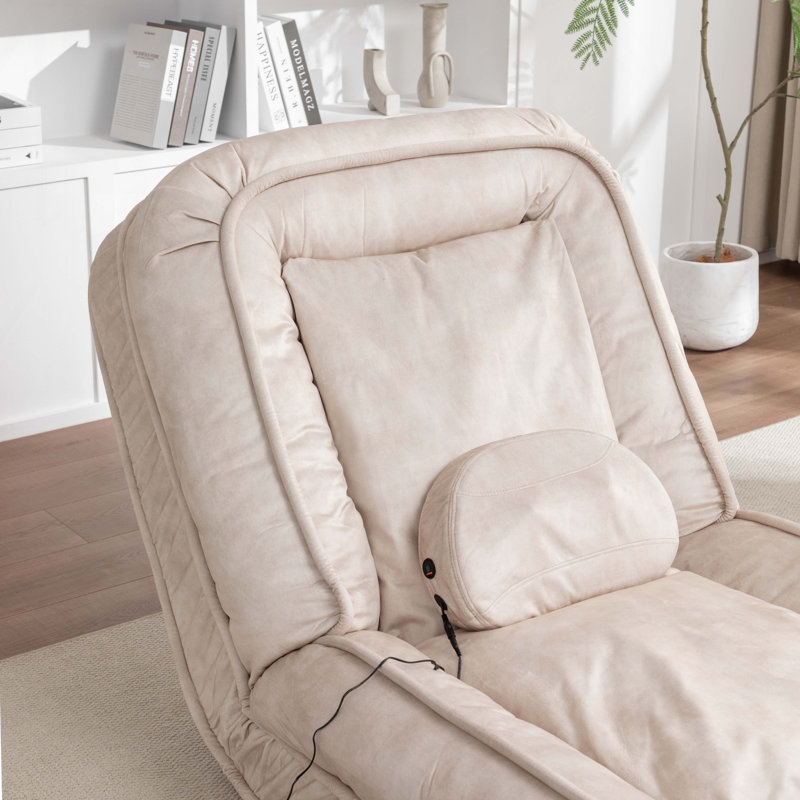 Canapé rembourré avec 2 coussins moelleux, 5 coussins réglables et massage, Velours beige