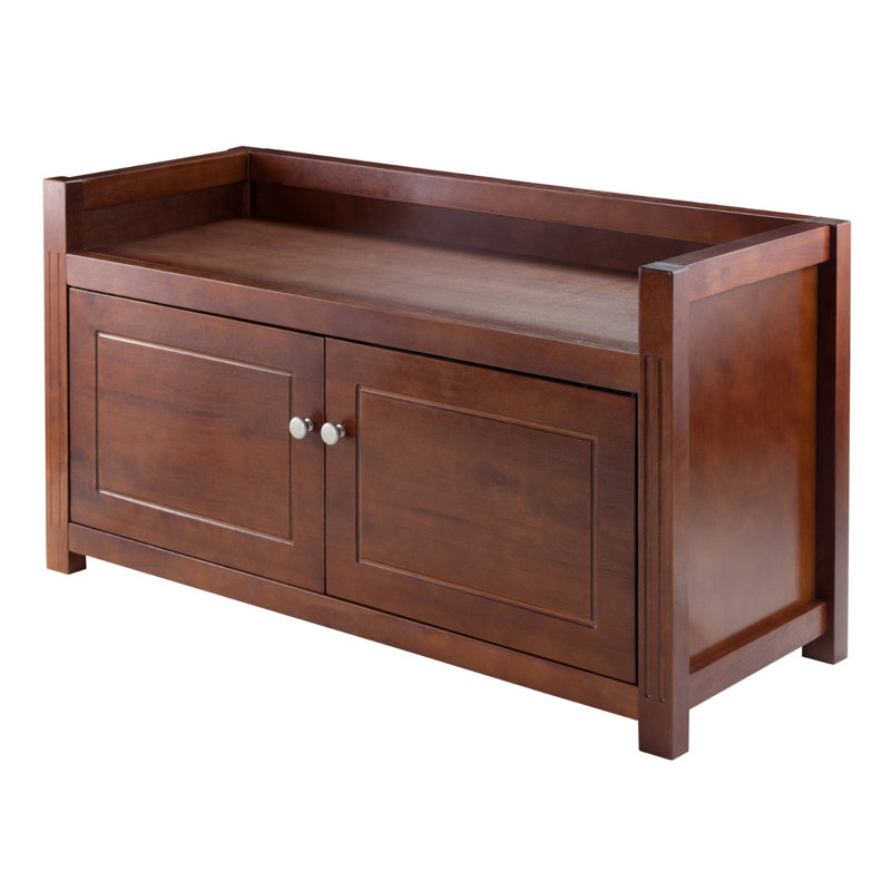 Charleston Bench in Walnut Finish With 2-Storage Compartment, 21.56'' H X 39.68" W X 15.26"D