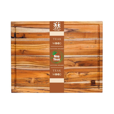 Planche à découper en bois de teck New M WAY TEAKWOOD PRATICAL - Grande planche de préparation de grain à bord de 18 po x 14 po (fine 0,55 po) - Planche légère de 3,3 lb avec rainure à jus - Peu encombrante et facile à nettoyer