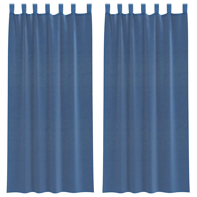 Voile Curtains With Rod Pockets 2 Pcs, Royal Blue, 140cm Width x 245cm Drop