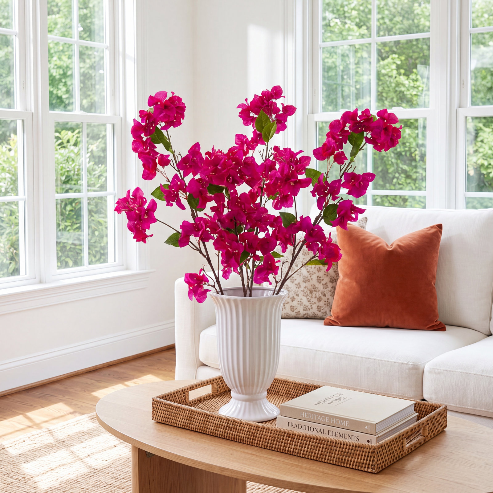 47in. Artificial Bougainvillea Flower Stems, Set of 3, Purple