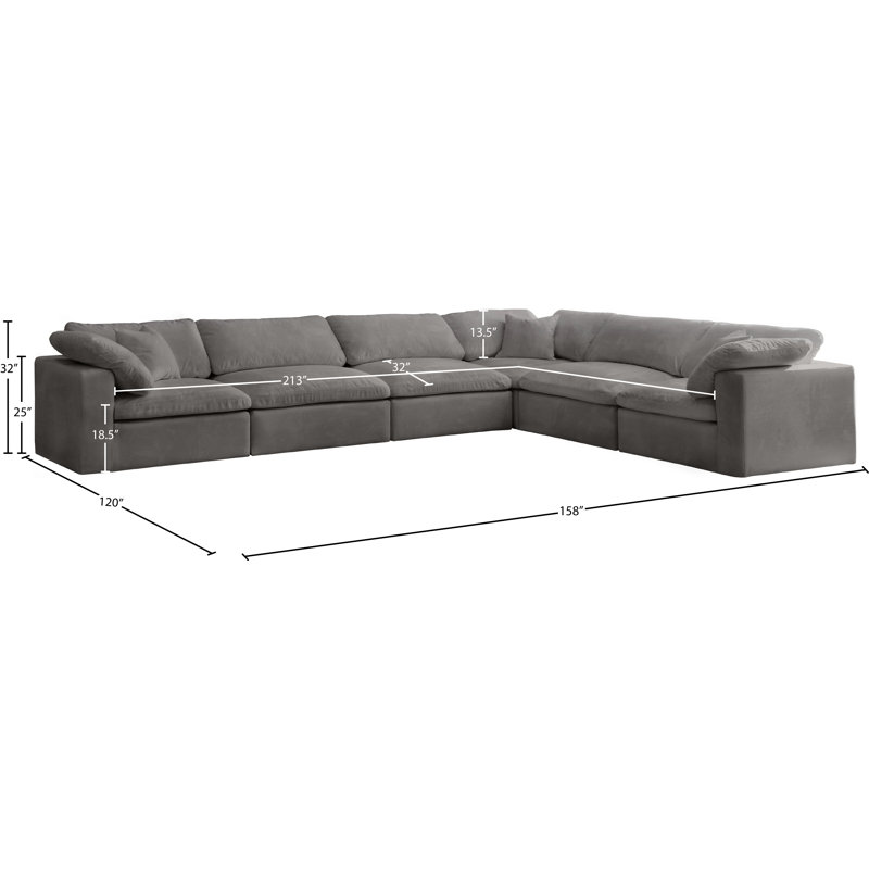 Canapé modulaire Cozy, Velours gris
