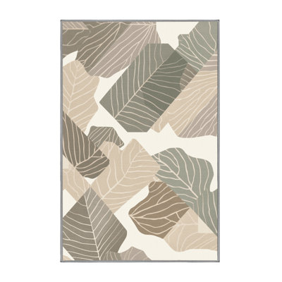 Tapis gris moelleux moelleux à motif de feuilles de violon à motif géométrique parrilla