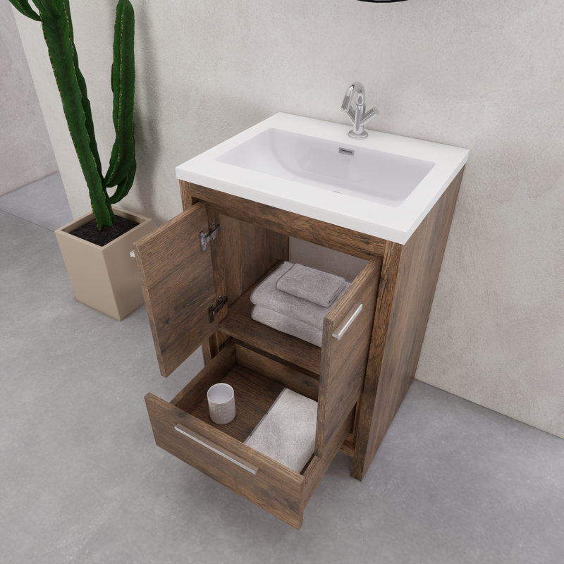 Ensemble de meuble-lavabo simple 23,6 po Eden, Brun foncé