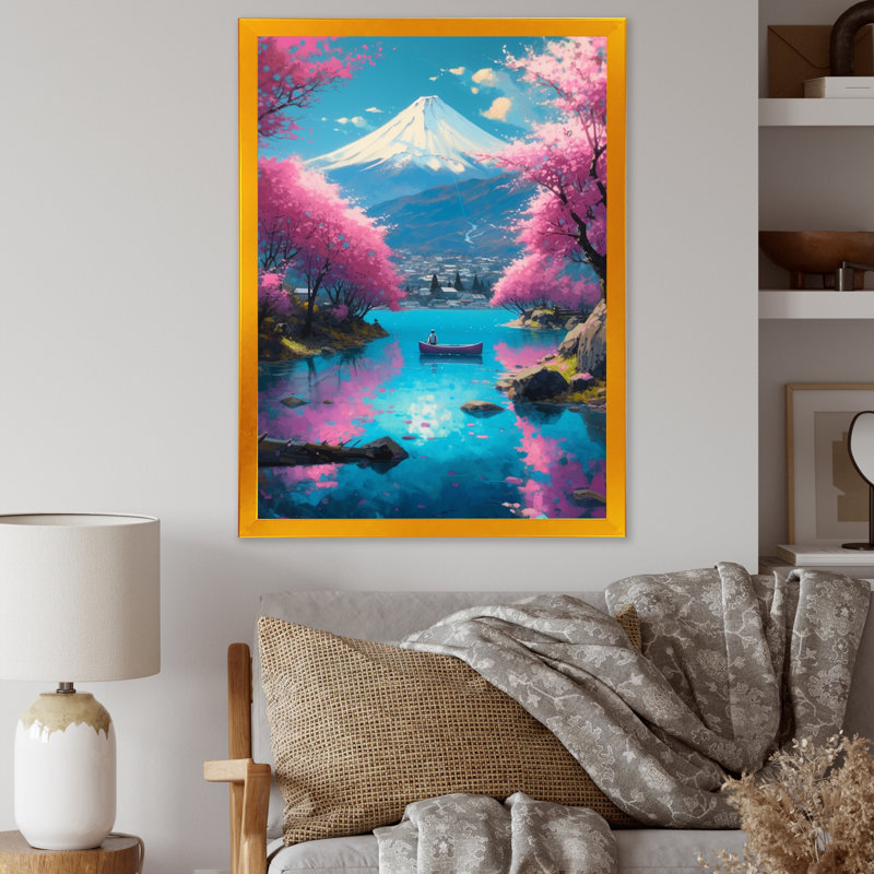Gilby Cherry Blossom Lake I, Encadrement doré, H 44 po x l 34 po x P 1,5 po