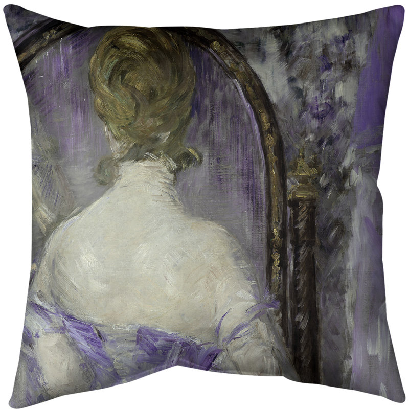 Coussin avant le miroir, Mauve, 16 po x 1 po, Sergé de coton