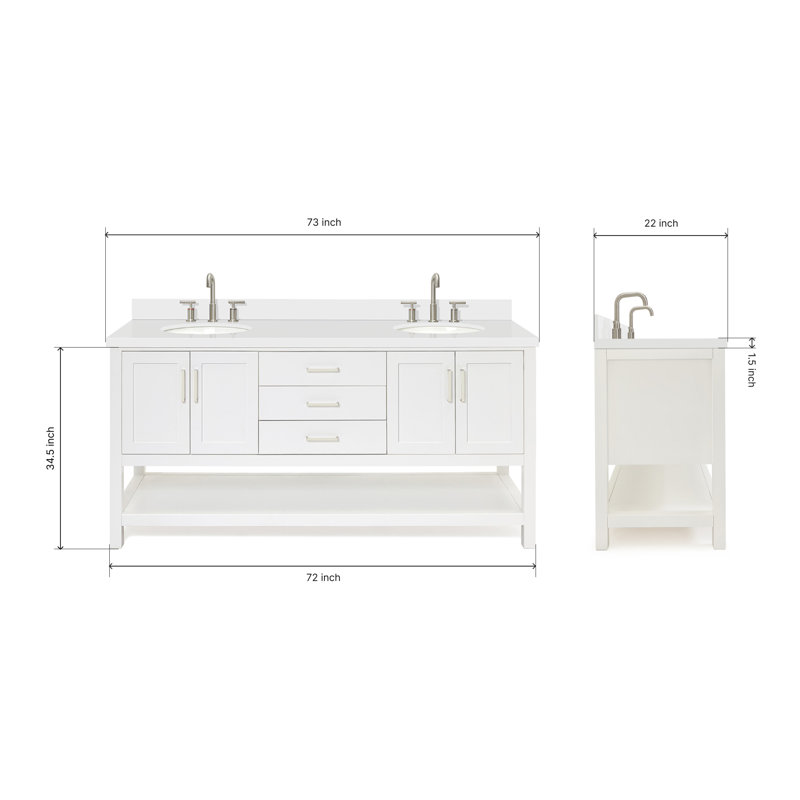 Magnolia Bath Vanity Oval Basin S073DWQ, White, Oval