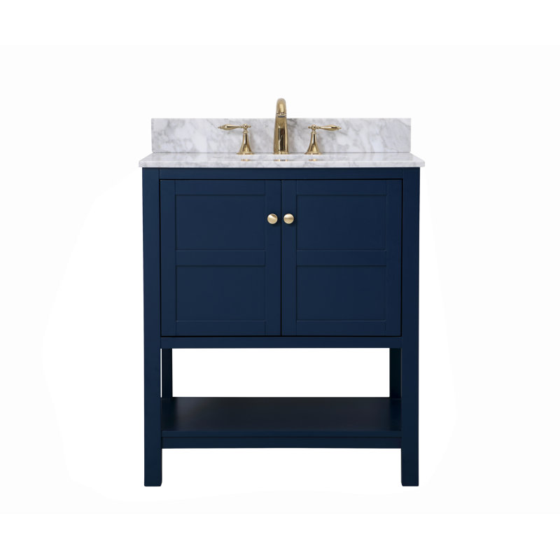  Ensemble de meuble-lavabo de 30 po / Finition de la base: bleu avec plateau blanc Carrera
