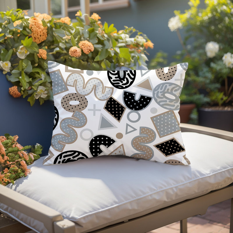 Coussin lombaire intérieur / extérieur Trixel, Rectangle H 14 po x l 20 po, Gris