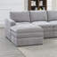 Canapé modulaire 5 pièces gris en suède gris pour un salon moderne avec coussins et pièces en tissu