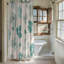 Rideau de douche 1 pièce Teal and Mint Floral Designs-1563137885