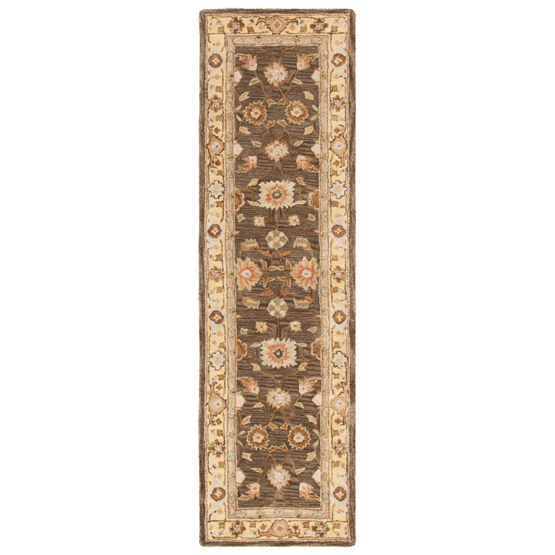 Tingley Oriental Handmade Tufted Brown/Taupe Area Rug, Runner 2'3" x 12'
