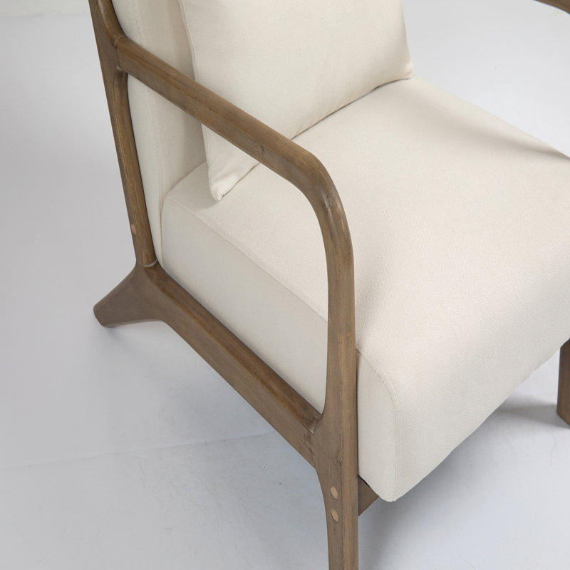 Chaise d'appoint Mid-Century moderne avec structure en bois, chaises de salon rembourrées avec coussin de taille, fauteuil de lecture pour véranda de chambre à coucher