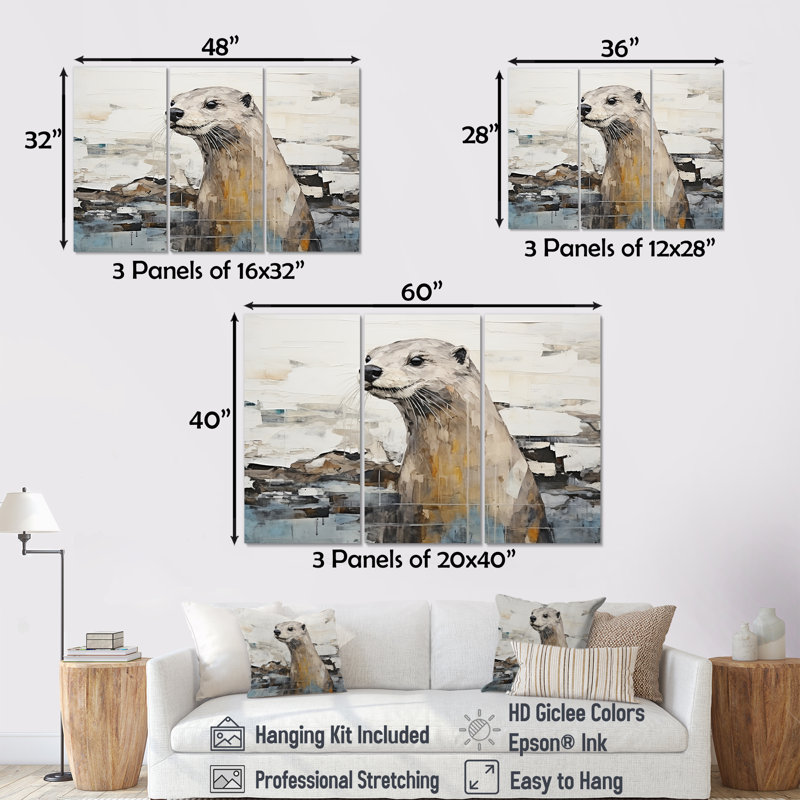 «Otter Playfulness Magic» - ensemble d'art mural loutre, H 28 po x l 36 po