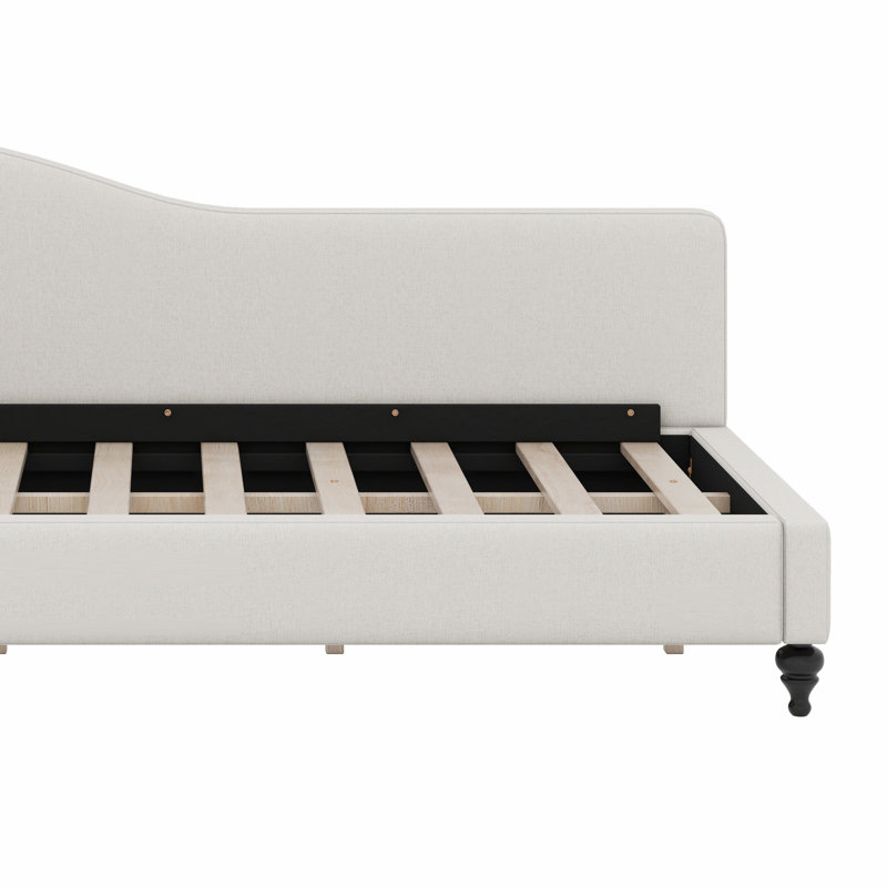 L-Shaped Daybed, With Solid Wood Legs, Beige