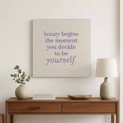 Beauty Begins the Moment You Decide to Be Yourself — Chalkboard Lettering — Square Metal Wall Art