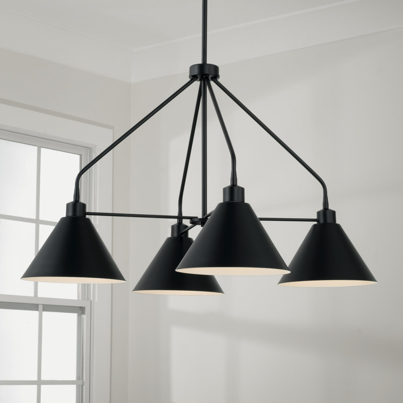 Lustre conique à 4 lumières Alden, Noir