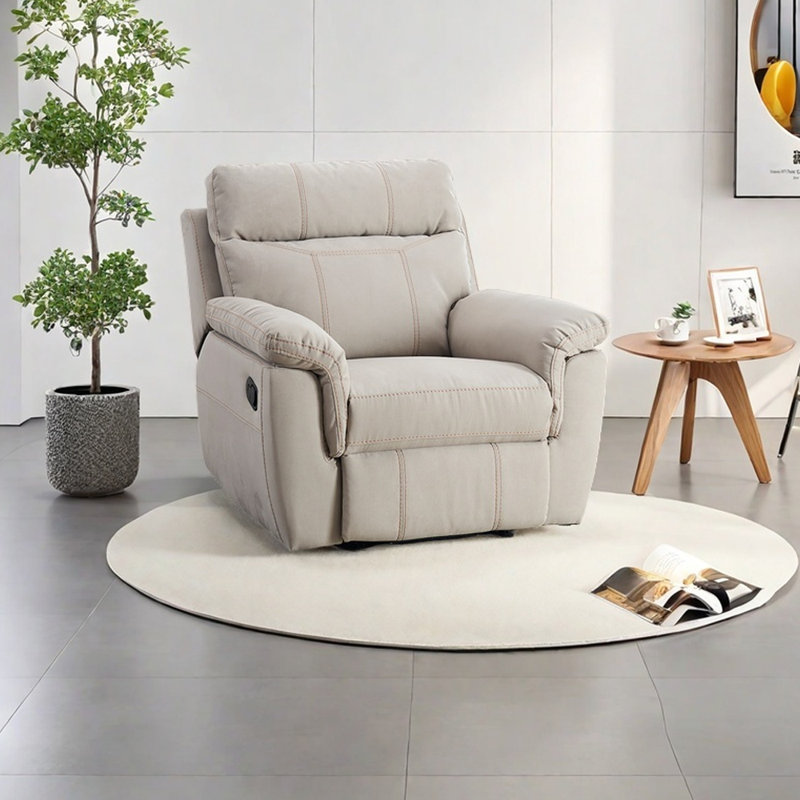 Ergonomically designed sponge lounge chair,  Beige Leathaire