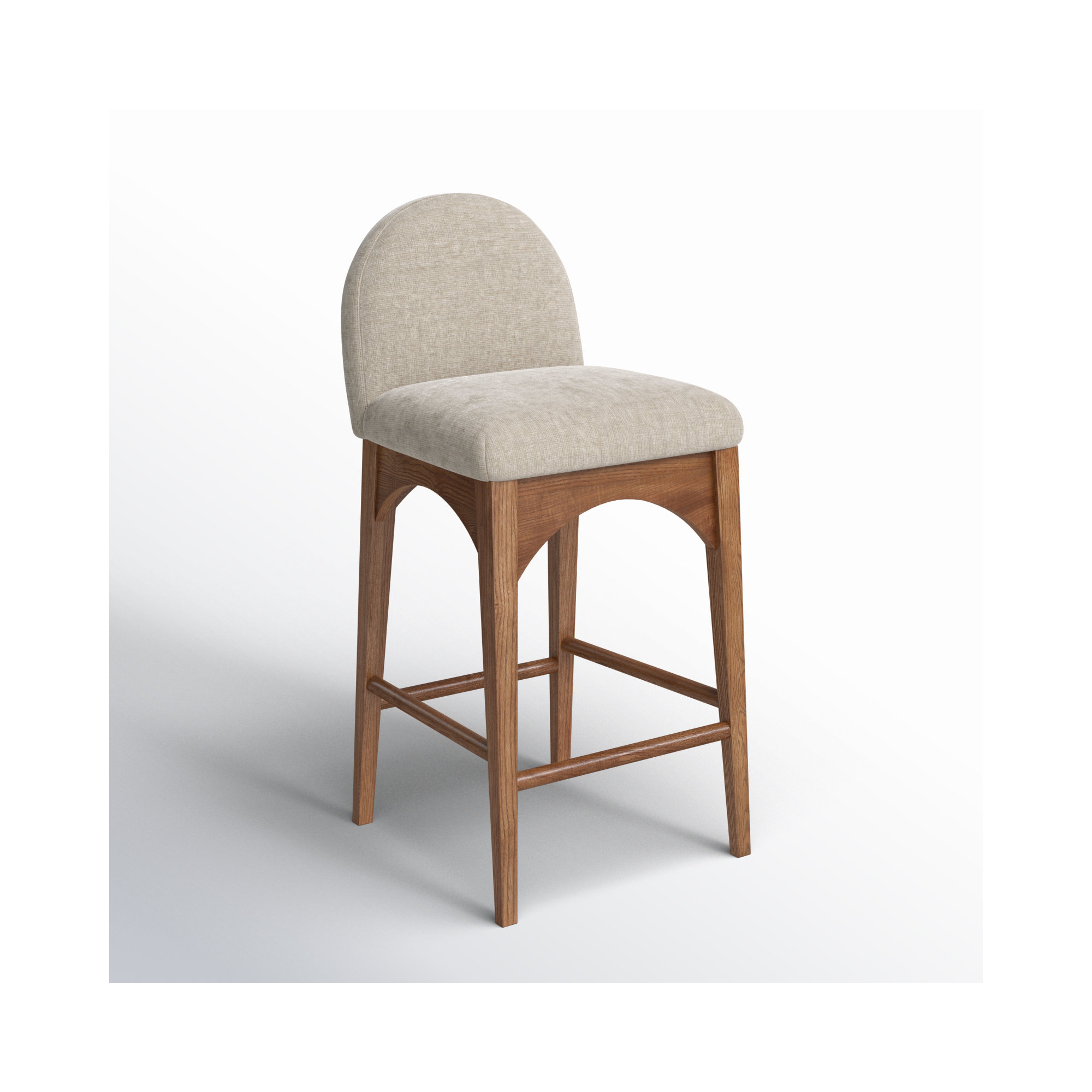 Beppo Counter Stool, Walnut, Beige Chenille