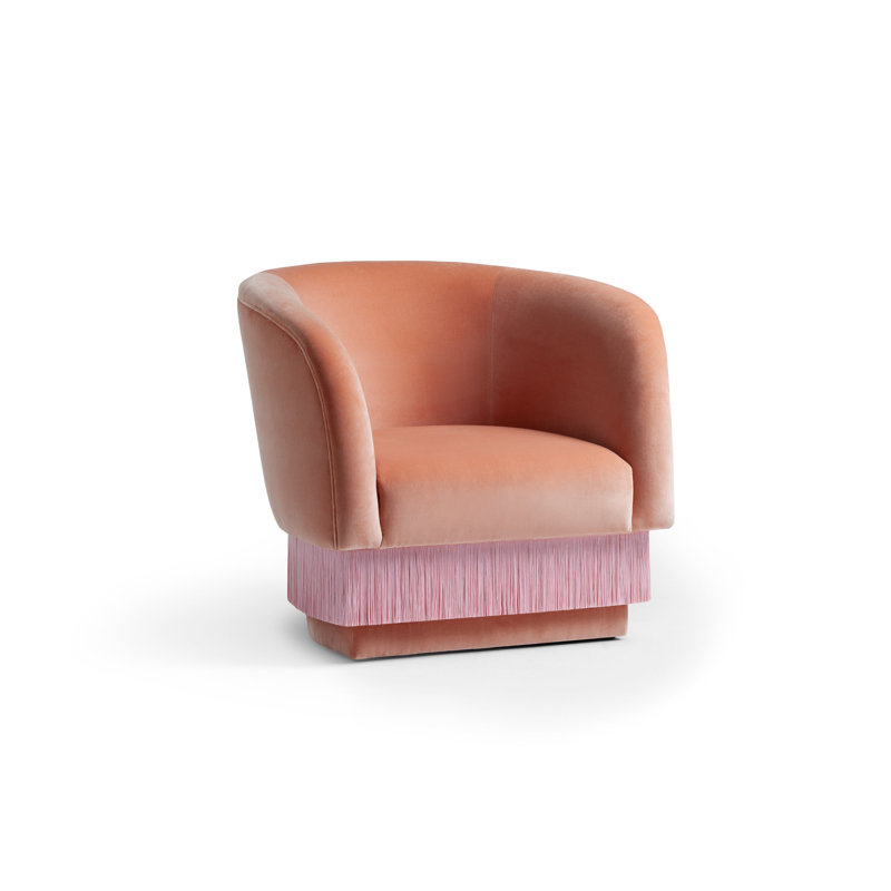 La Folie Barrel Chair, Peach Velvet